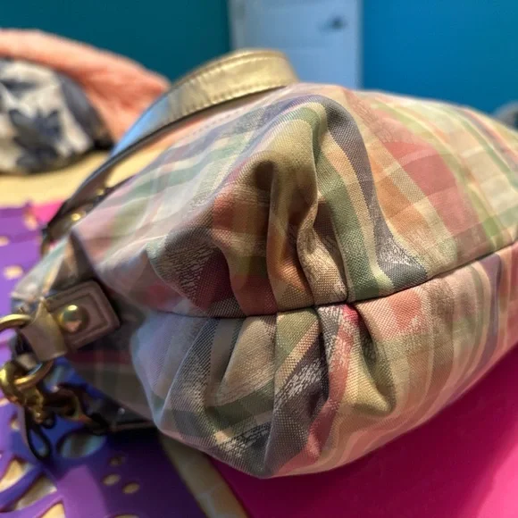 COACH Pink Poppy Plaid Satchel - Picture 14 of 16